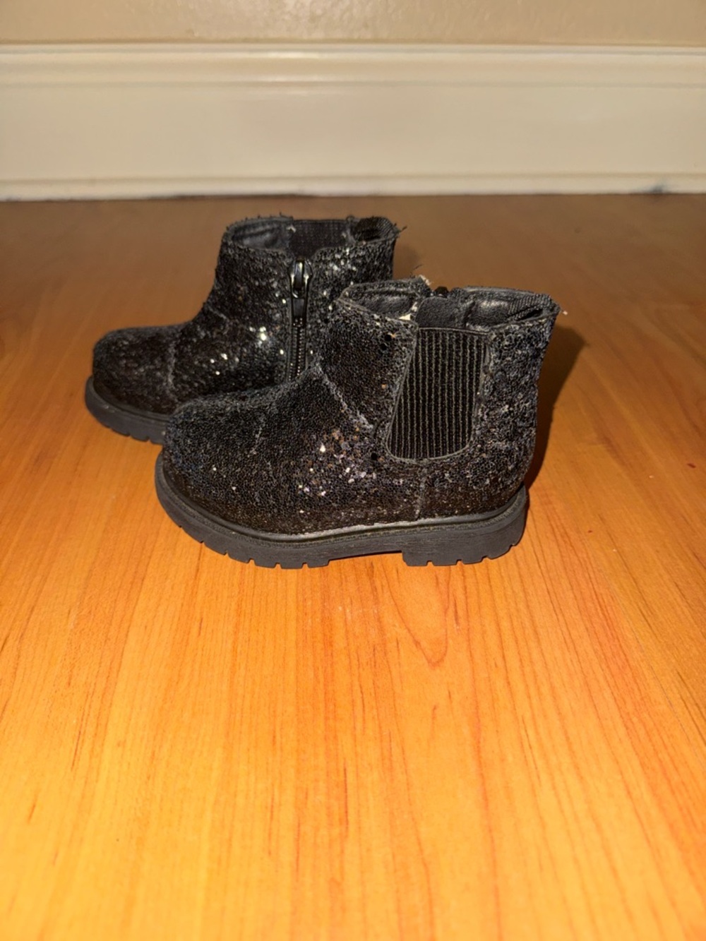 Toddler/Baby Shoes Black Glitter Ankle Boots 5C
